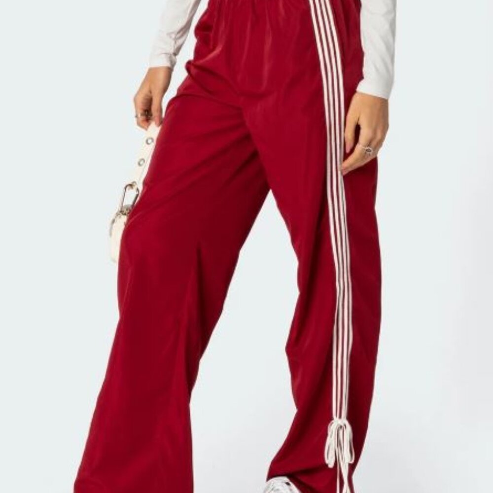 EDIKTED remy  ribbon track pants in red